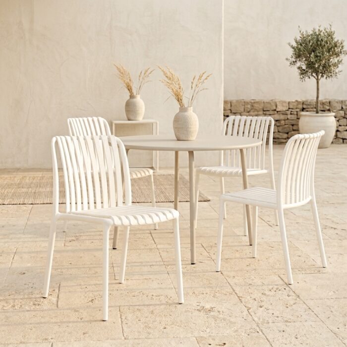 Echo Indoor Outdoor Dining Chairs Set of 4 Modern Stackable All-Weather Seating