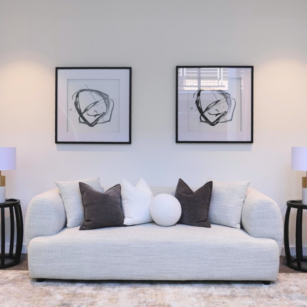 Luna 3-Seater Sofa in a bright lounge room with accent cushions