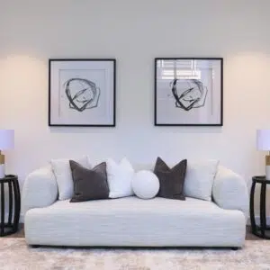 Luna 3-Seater Sofa in a bright lounge room with accent cushions
