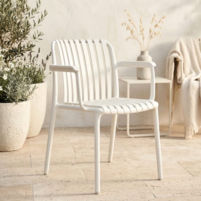 Milo Indoor Outdoor Stackable Dining Chairs in Modern Neutral Design