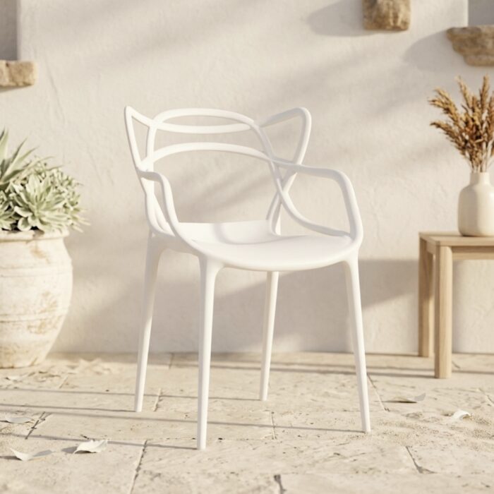 Modern stackable indoor outdoor dining chairs for small spaces