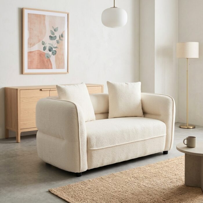 Rhea 2 Seater Sofa in white for small modern living rooms