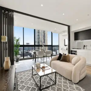 Small-space living area featuring Mira 2 Seater Sofa