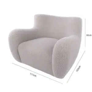 Maddox Armchair Grey, cozy and stylish, curved silhouette, fluffy finish, living room accent