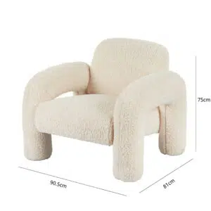 Mia Armchair Off White, elegant and comfy, pine wood, spacious lounge ideal.