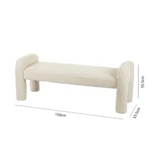 Mia Bench off white, stylish and comfy, pine wood, versatile design for interiors.