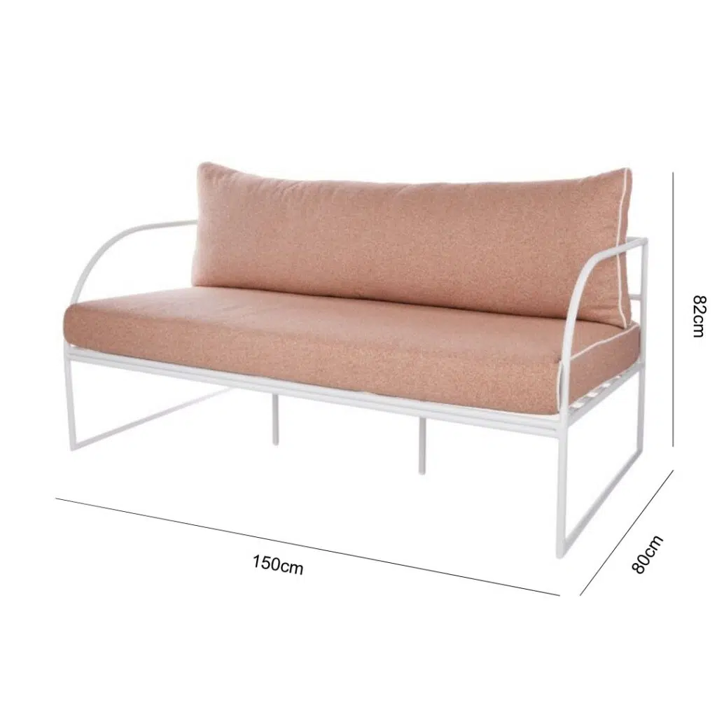 Reeve Outdoor 2 Seater Sofa Pink White, sleek design, plush cushions, elevate outdoor spaces.