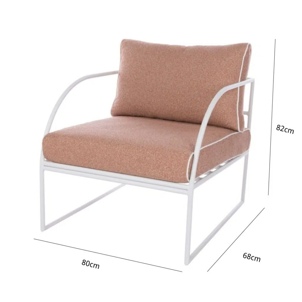 Reeve Outdoor Armchair Pink White Comfort Elegant
