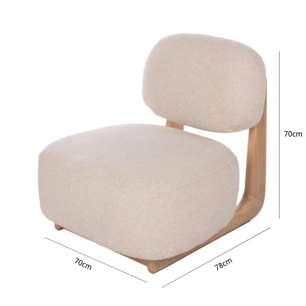 Tatum Armchair Off White, cozy boucle, timber frame, outdoor luxury seating