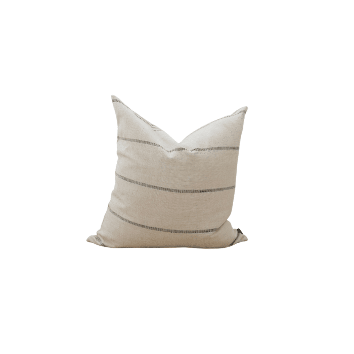 Alba Linen Cushion 55cm – Black / Natural