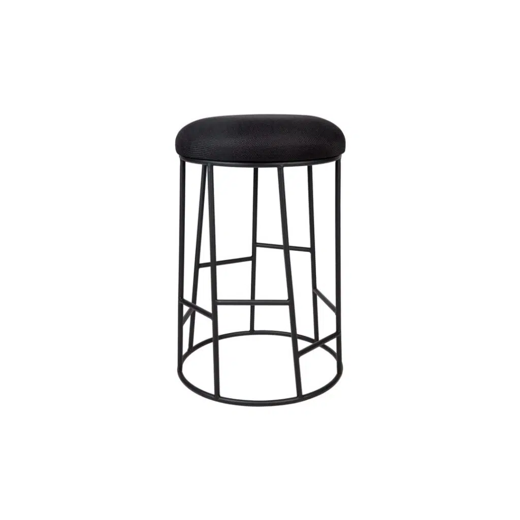 Aiden Black Steel Kitchen Stool Black Linen 1