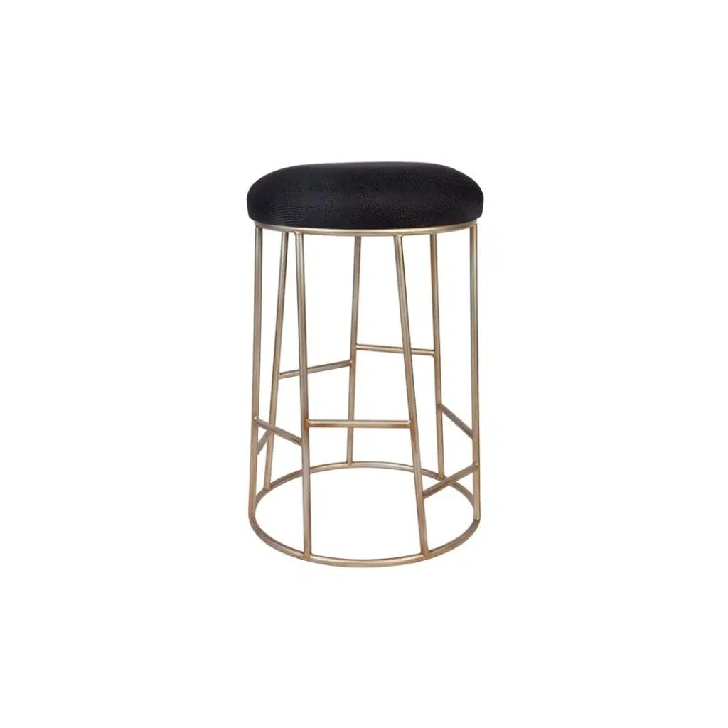 Aiden Gold Steel Kitchen Stool Black Linen 1 1