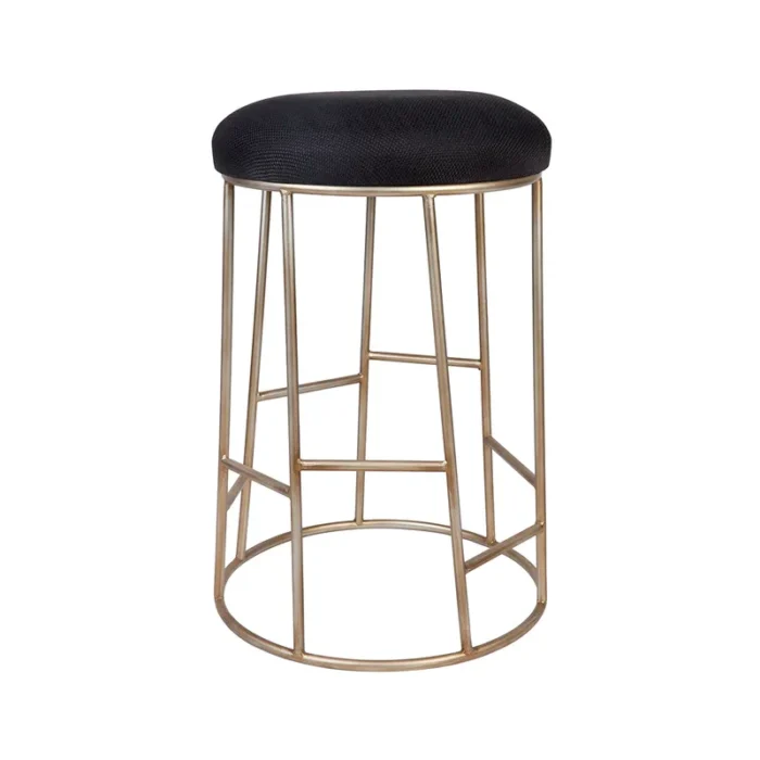 Aiden Gold Steel Kitchen Stool – Black Linen
