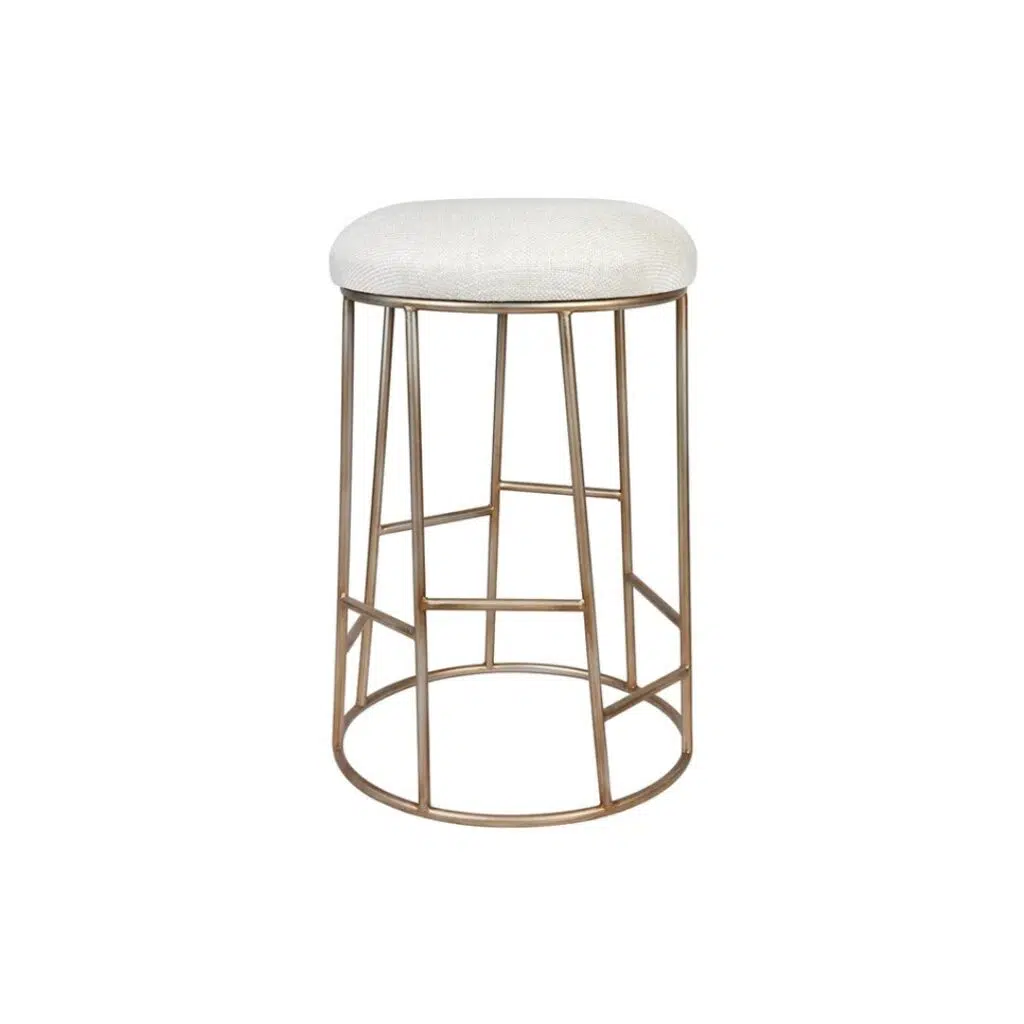 Aiden Gold Steel Kitchen Stool Natural Linen 1