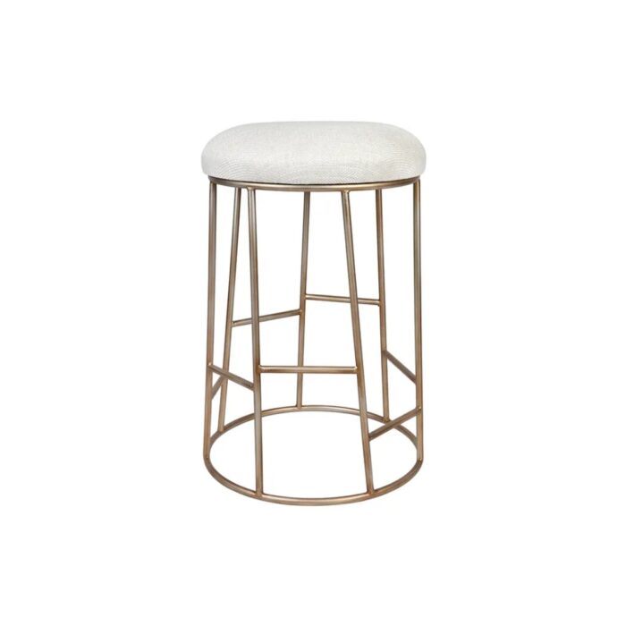 Aiden Gold Steel Kitchen Stool Natural Linen 1