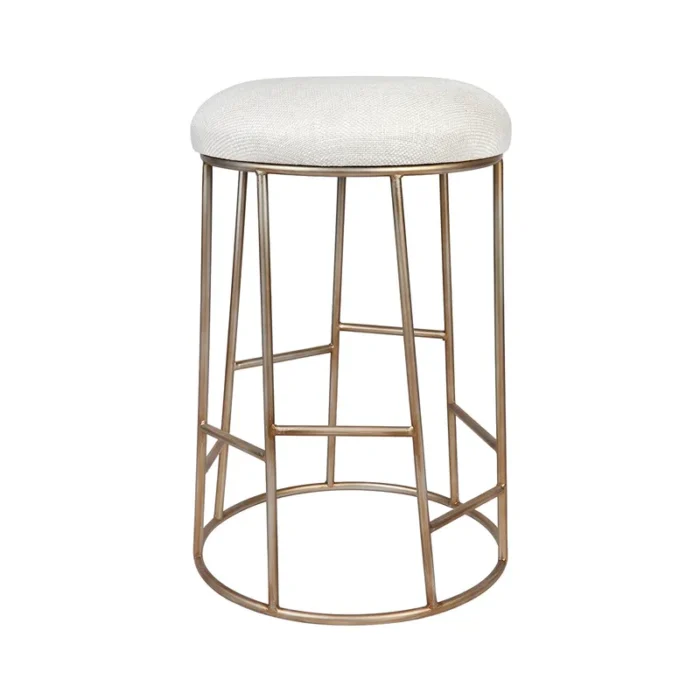 Aiden Gold Steel Kitchen Stool – Natural Linen