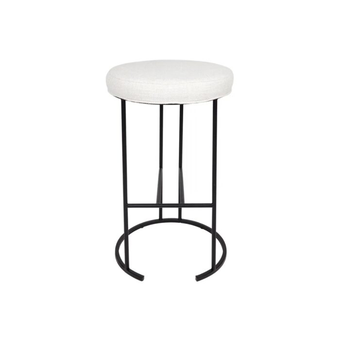 Blackley Black Iron Kitchen Stool – Natural Linen