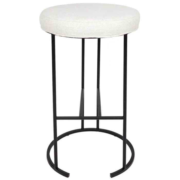 Blackley Black Iron Kitchen Stool – Natural Linen
