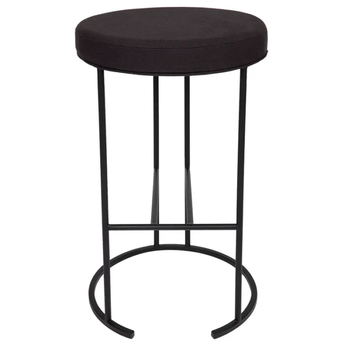 Blackley Black Iron Kitchen Stool – Black Linen