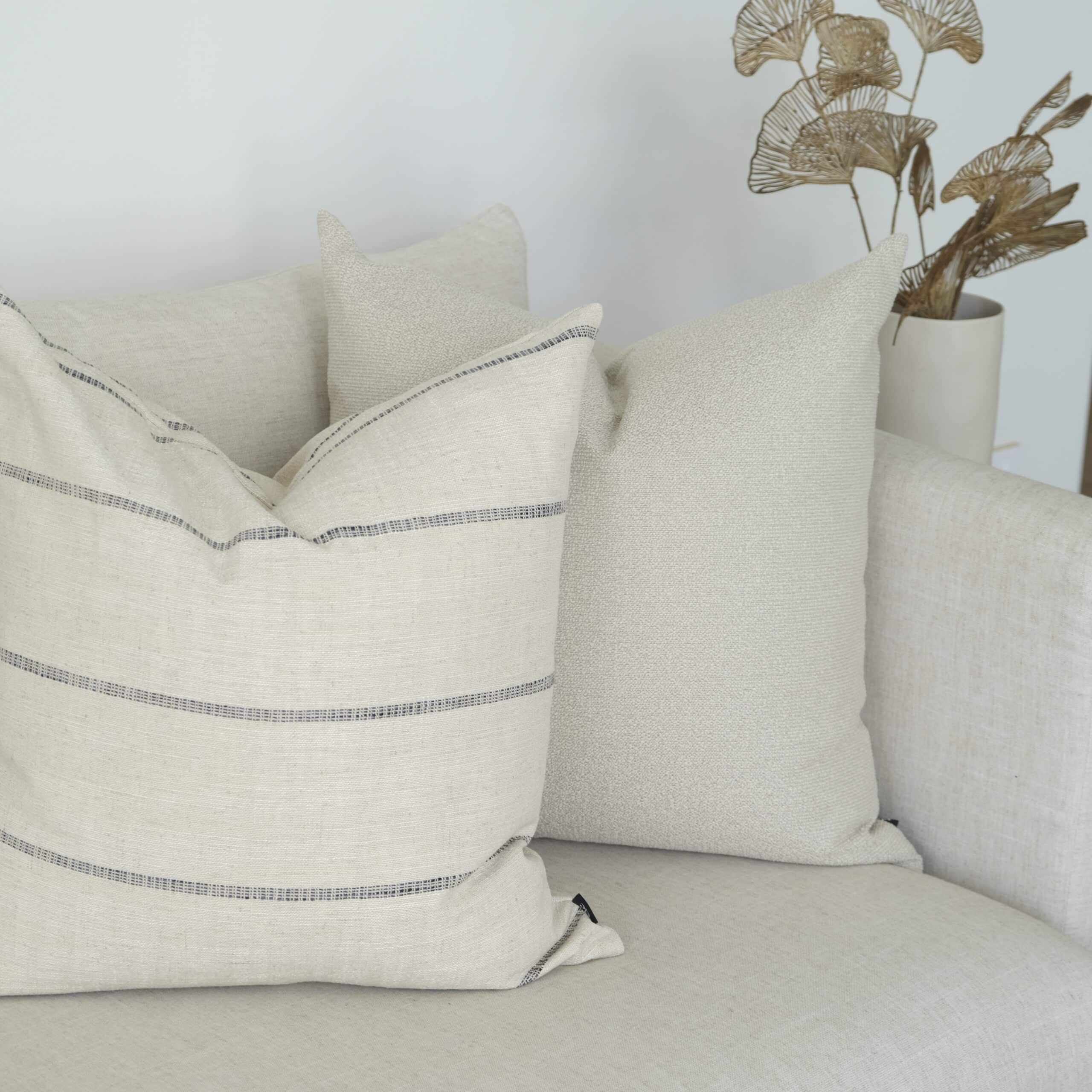 Alba Linen Cushion 55cm – Black / Natural