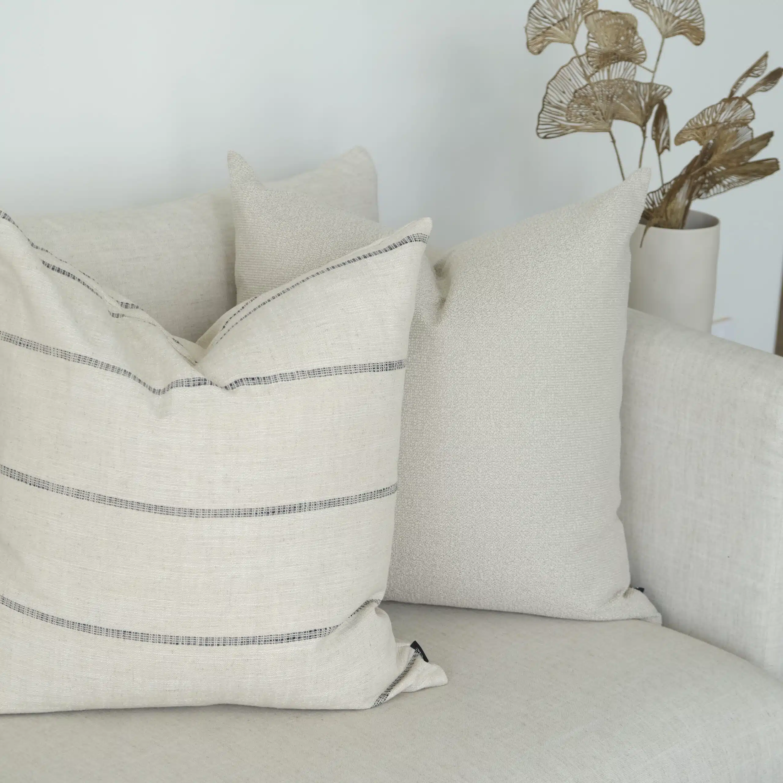 Alba Linen Cushion 55cm – Black / Natural