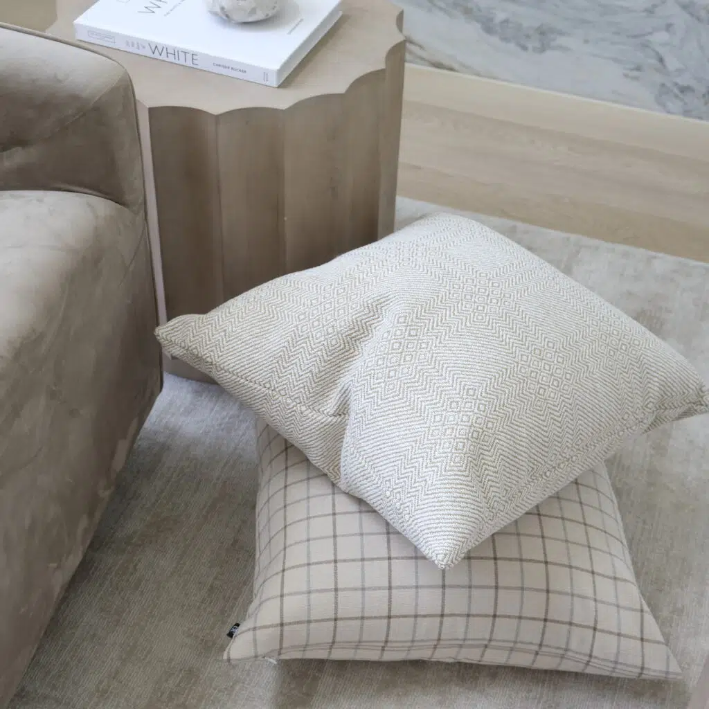 55cm cushion with soft feather filling and removable cover