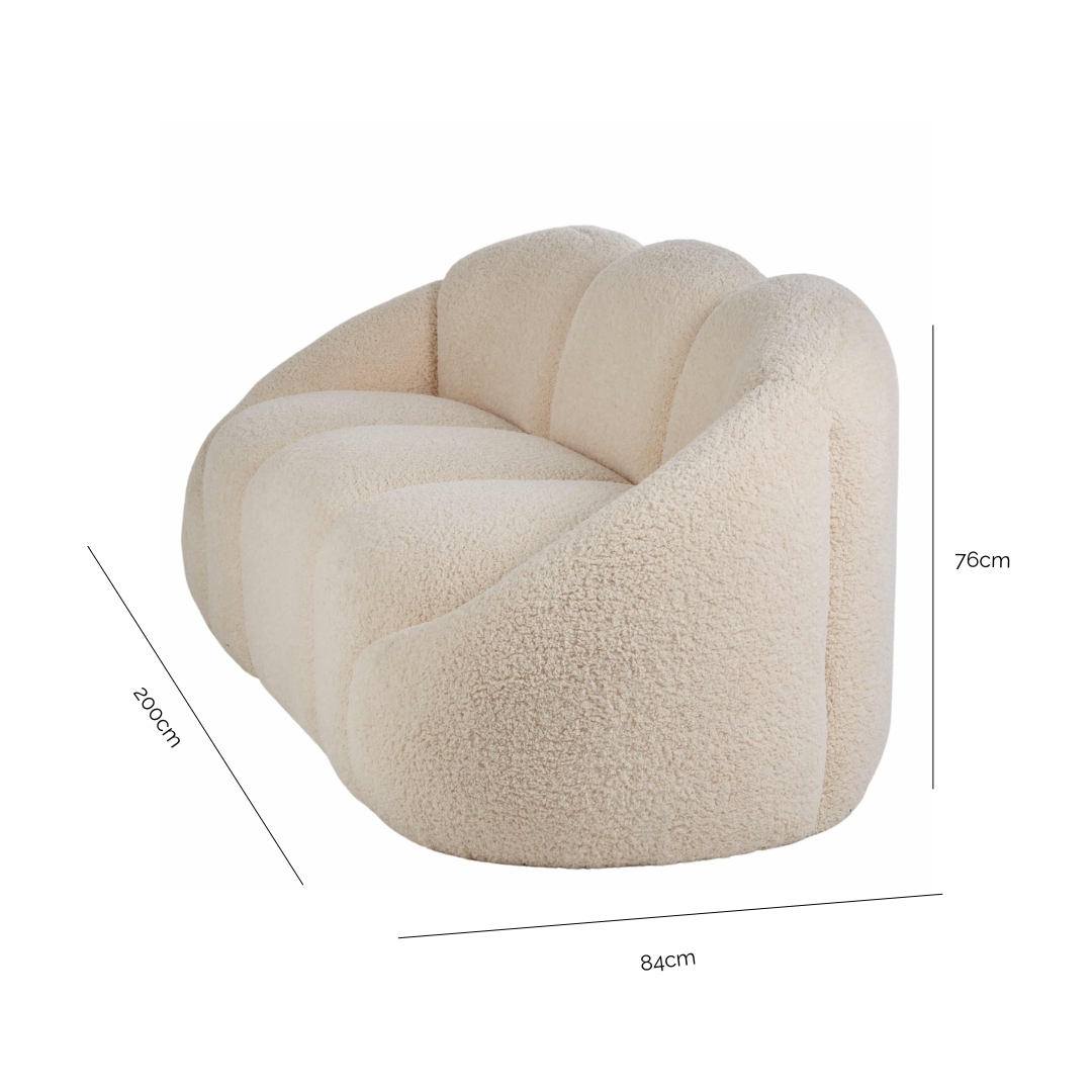 Formes Teddy Bear Curved 3 Seater Sofa Off White
