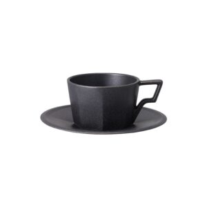 Oct Cup & Saucer by Kinto – Black 220ml