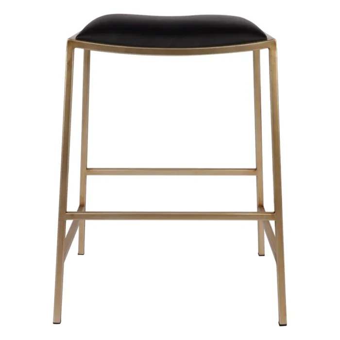 Kai Gold Kitchen Stool – Black Vegan Leather