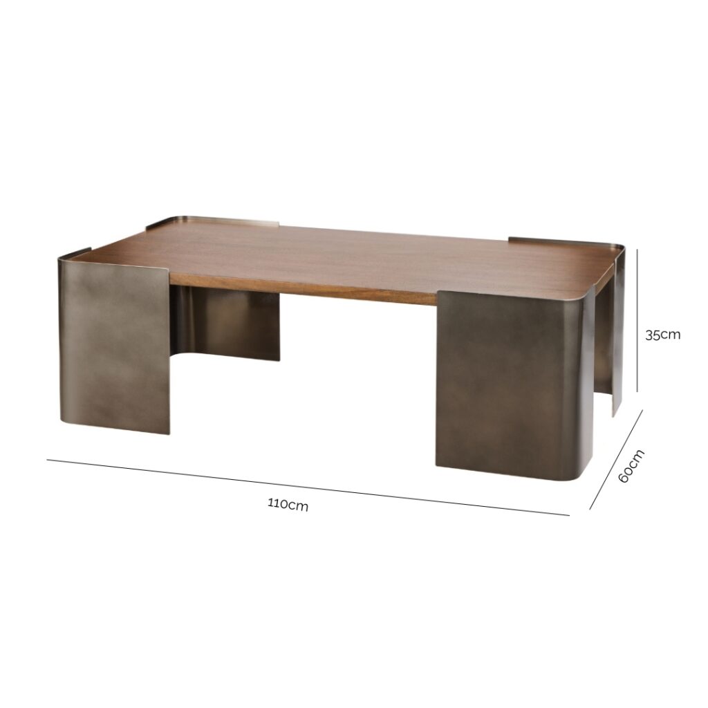 Asher Coffee Table Gunmetal & Walnut