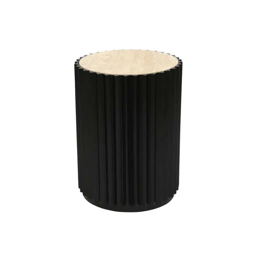 Carter Travertine Side Table - Black