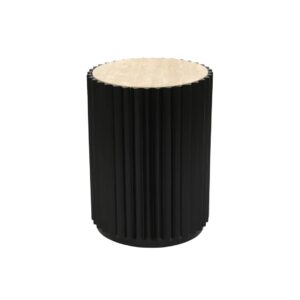 Carter Travertine Side Table - Black