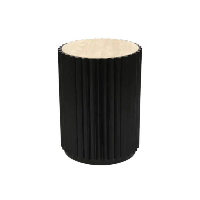 Carter Travertine 40cm Side Table – Black