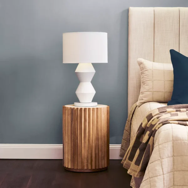 Carter Travertine Side Table - Walnut