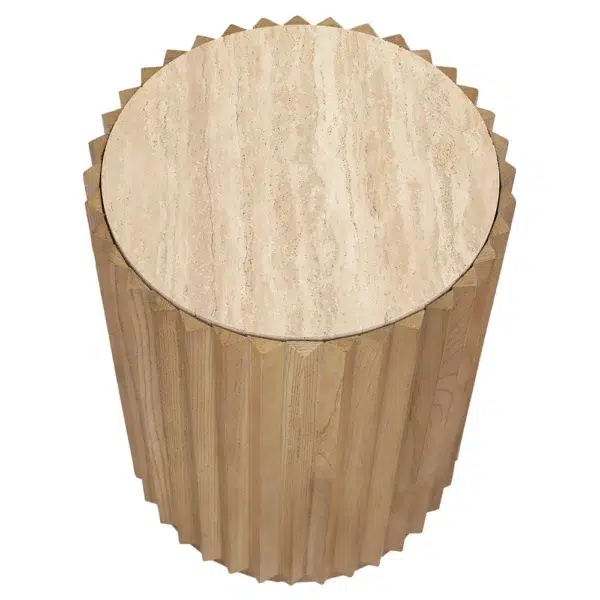 Carter Travertine Side Table - Walnut