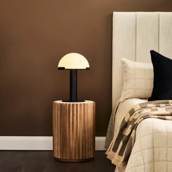 Carter Travertine Side Table - Walnut