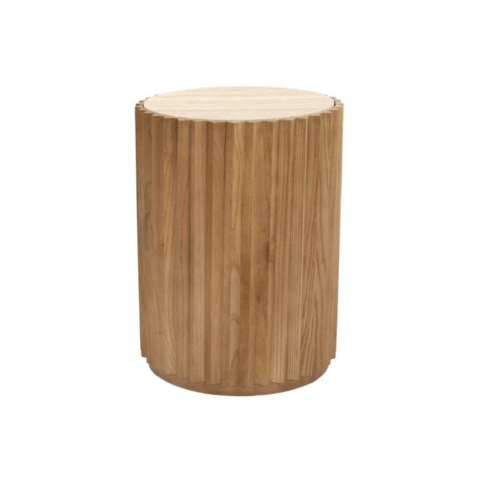 Carter Travertine Side Table – Walnut