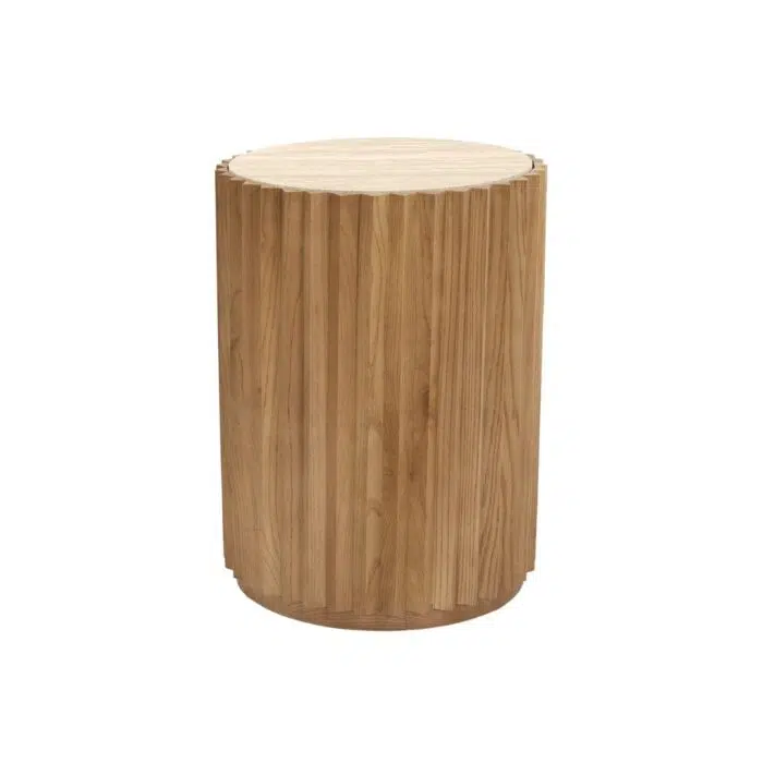Carter Travertine 40cm Side Table – Walnut