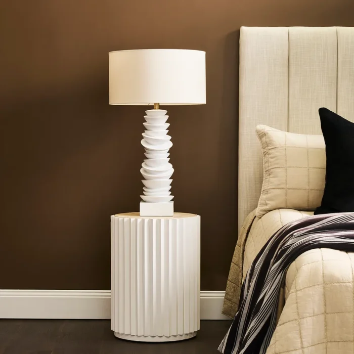 Carter Travertine Side Table - White