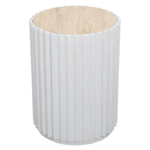 Carter Travertine Side Table - White