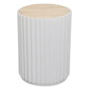 Carter Travertine Side Table - White
