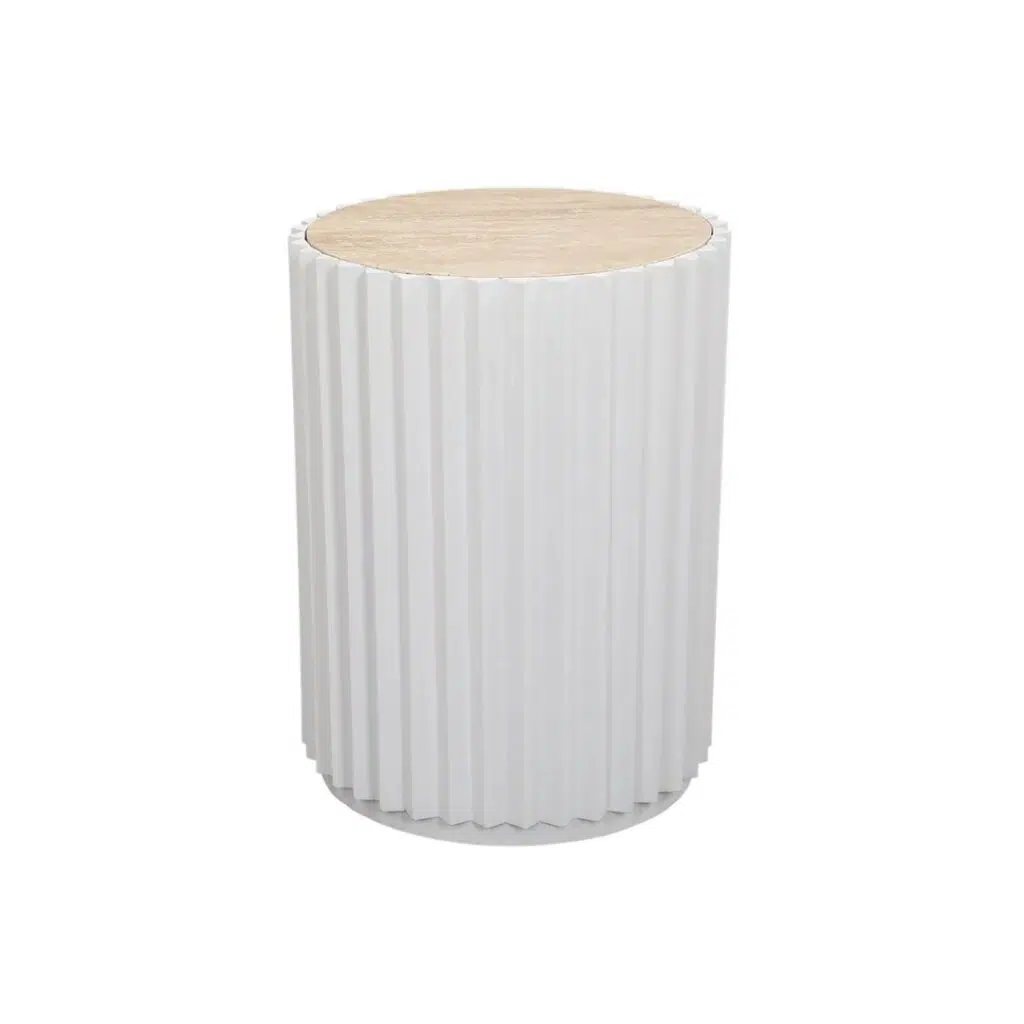 Carter Travertine Side Table - White