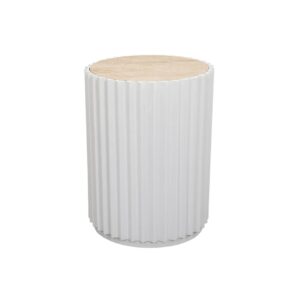 Carter Travertine Side Table - White