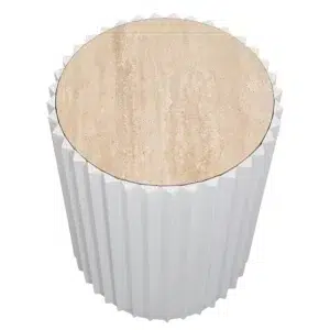 Carter Travertine Side Table - White