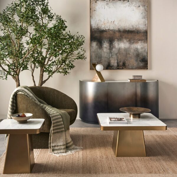Dutton Coffee Table - Gold & White Marble