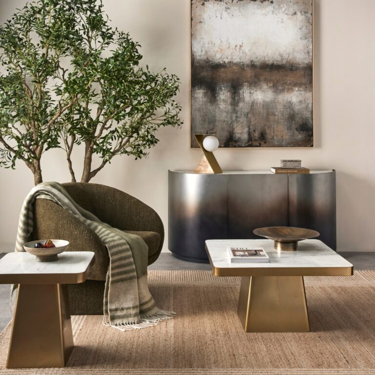Dutton Coffee Table - Gold & White Marble