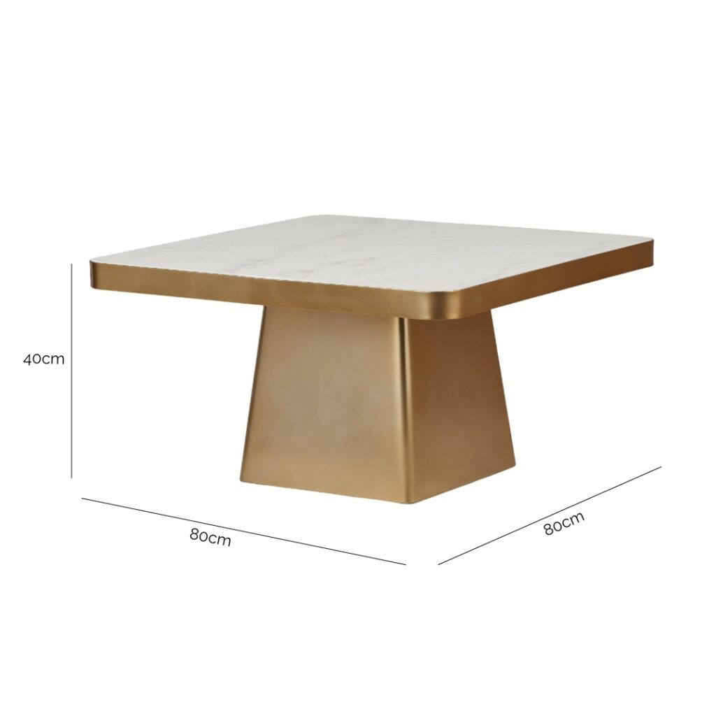 Dutton Coffee Table Gold and White Marble