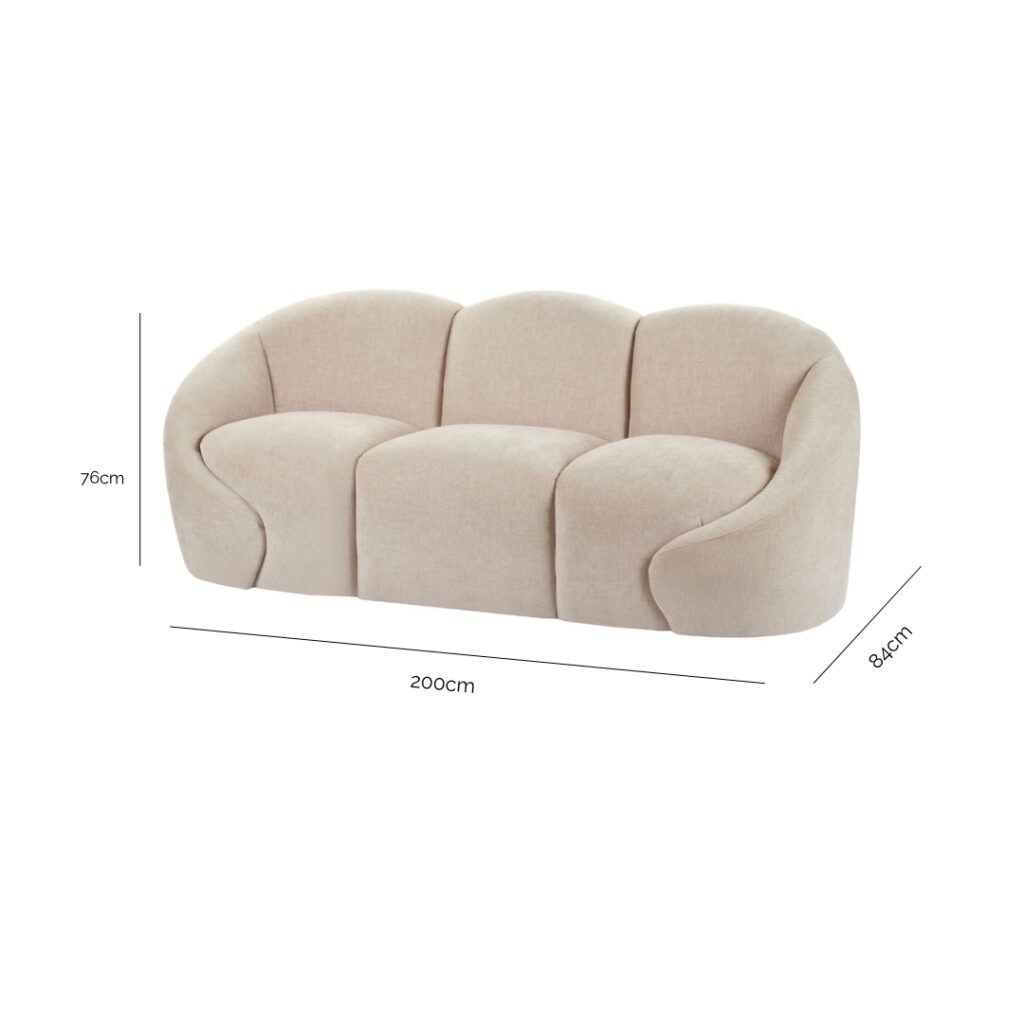 Formes Curved 3 Seater Sofa Taupe