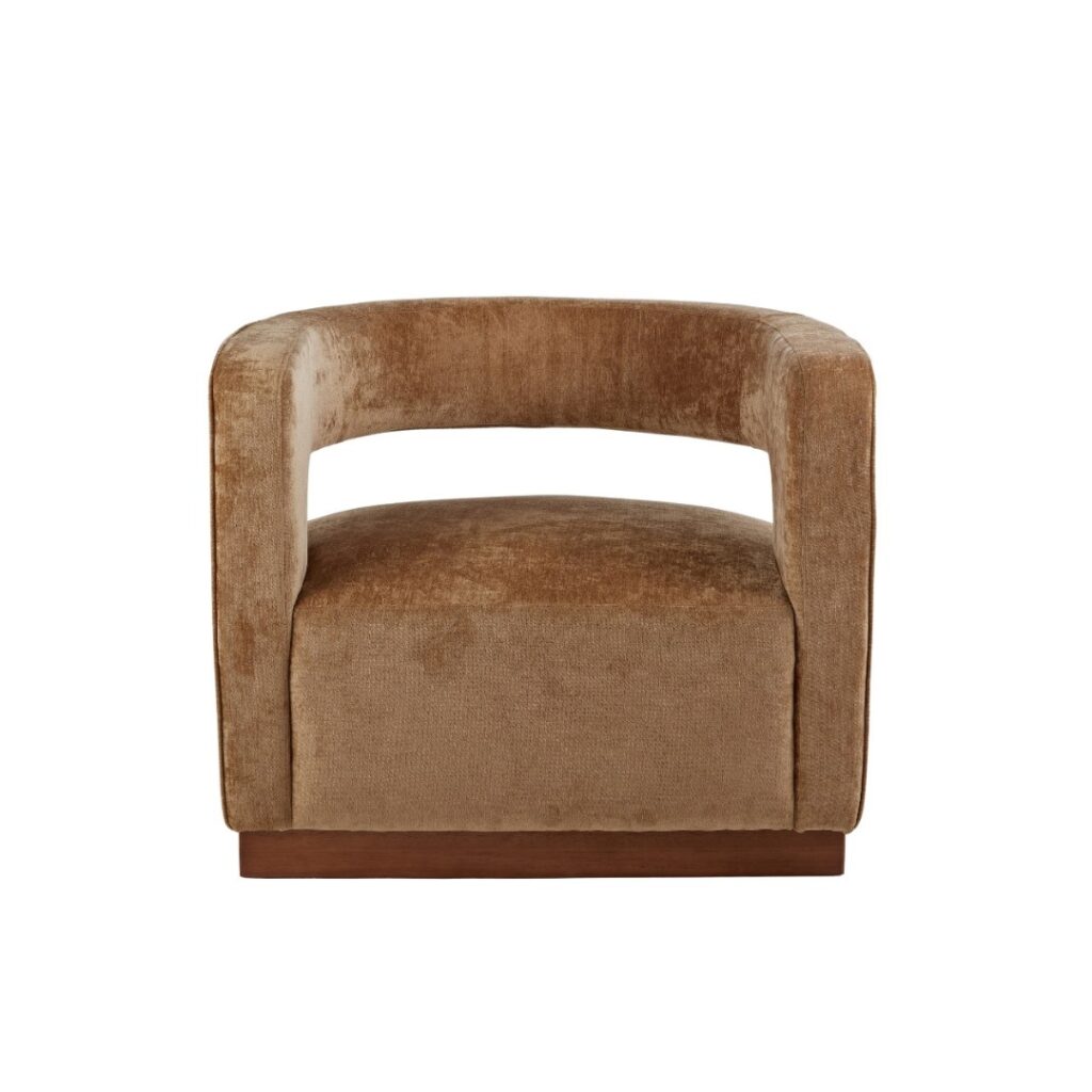 Gold Aged Velvet Armchair Gold Walnut