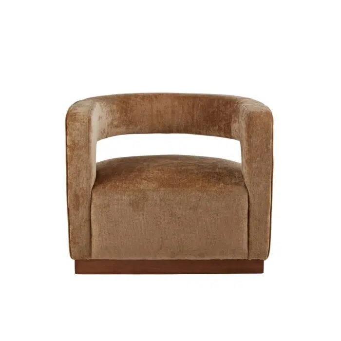 Oscar Gold Aged Velvet Armchair – Gold & Walnut
